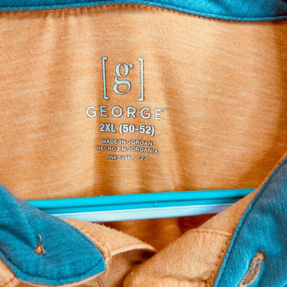 George Orange chest stripe short sleeve polo golf shirt Mens Sz XXL Knit Soft - Picture 5 of 6